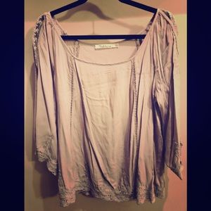 SOLITAIRE Grey Crochet/Lace Top